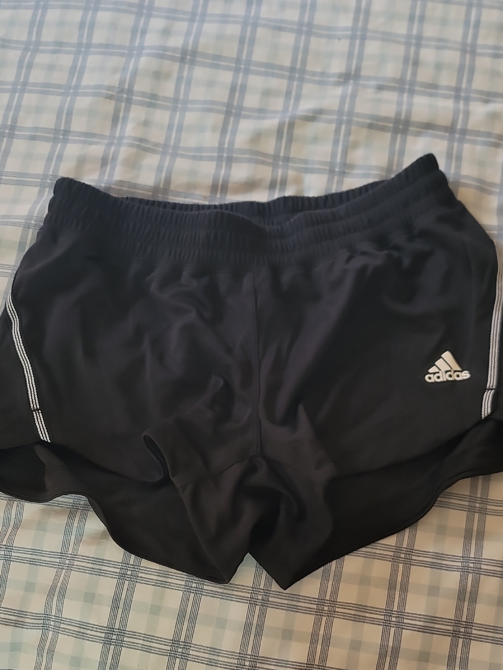 adidas Black Running Shorts with White Logo and Stripe